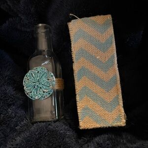 Decorative Glass Bottle with Blue Accent with decorative clip